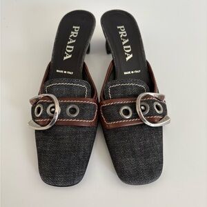 Auth VTG PRADA Denim Heels
